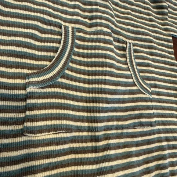 kate quinn Blue, Brown, and White Striped Long-Sleeve Sport Jumpsuit Onesie. NWT - Picture 6 of 7